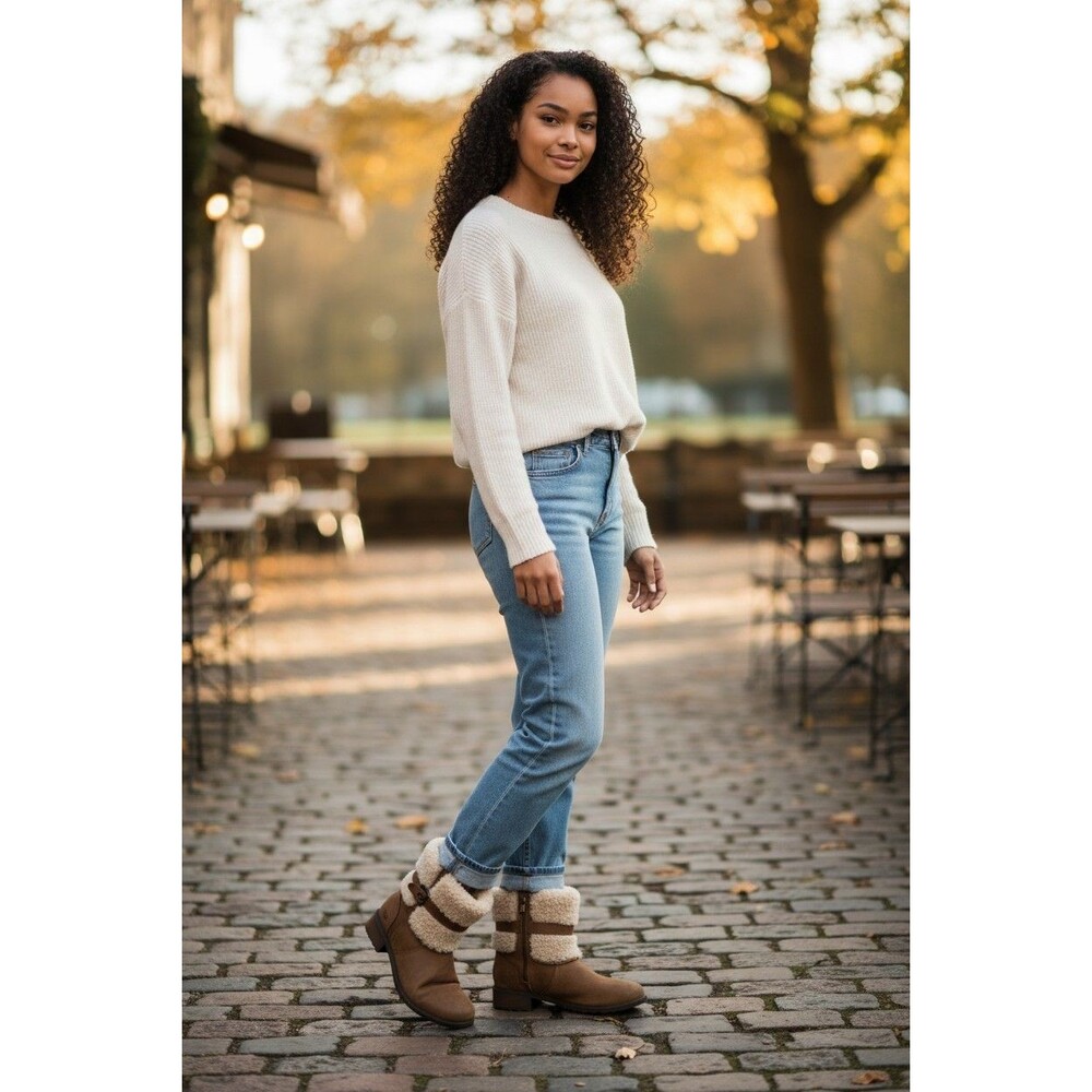 UGG Women Blayre II Shearling Cuff Suede Boots Chestnut Size 11